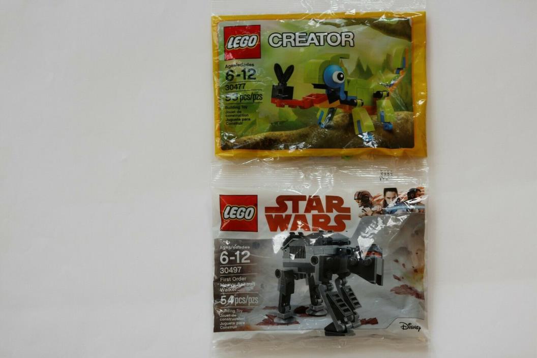 2 NEW LEGO 30497 & 30477 Star Wars Heavy Assault Walker & Colorful Chameleon