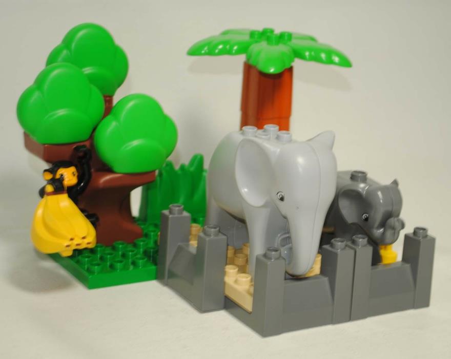 Lego DUPLO Lot Zoo Animals ELEPHANTS & MONKEY Trees Actual Photo Cute Play Set