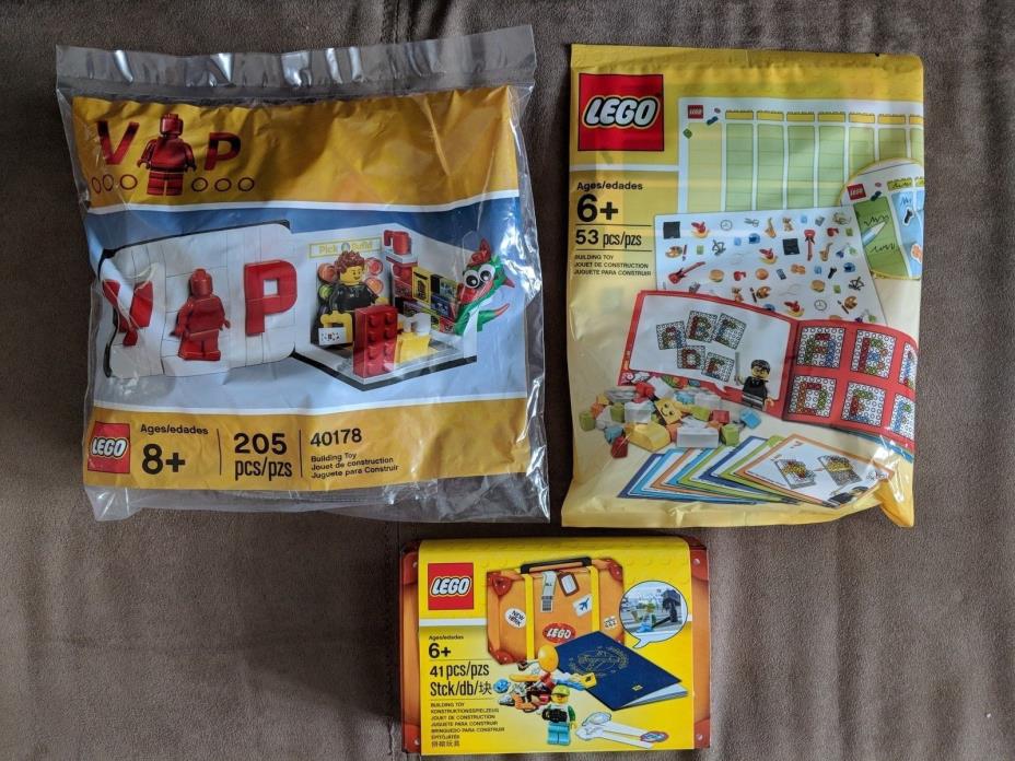 LEGO Store Promo Sets (40178) VIP (5004933) Build to Learn (5004932) Travel Pack