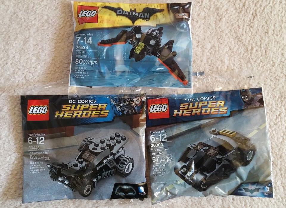 3 LEGO Batman Polybags - 30524 Mini Batwing 30446 Batmobile 30300 Tumbler NEW