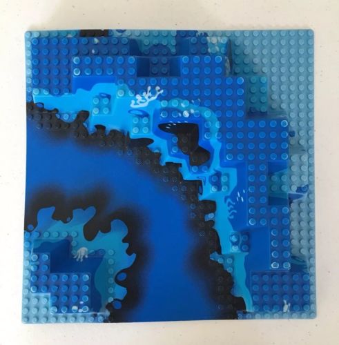 LEGO 1 x Baseplate, Raised 32 x 32 Canyon with Blue Underwater Pattern 6195