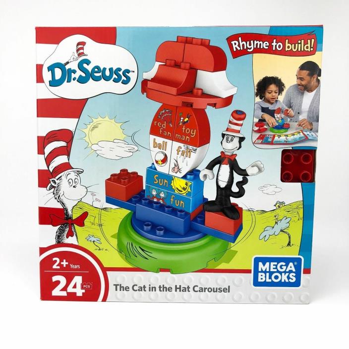 ??Mega Bloks Dr. Seuss The Cat in the Hat Carousel 24 PCS MY 1ST LEGOS TOY??