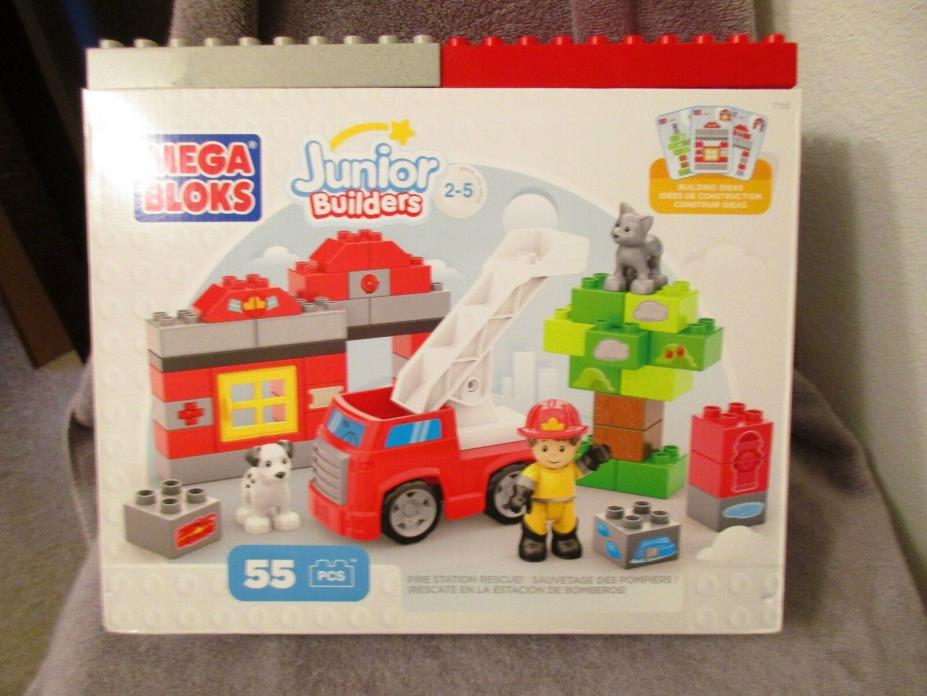 Mega Bloks Junior Builders Fire Station Rescue Set - COMPLETE - 55 Pieces