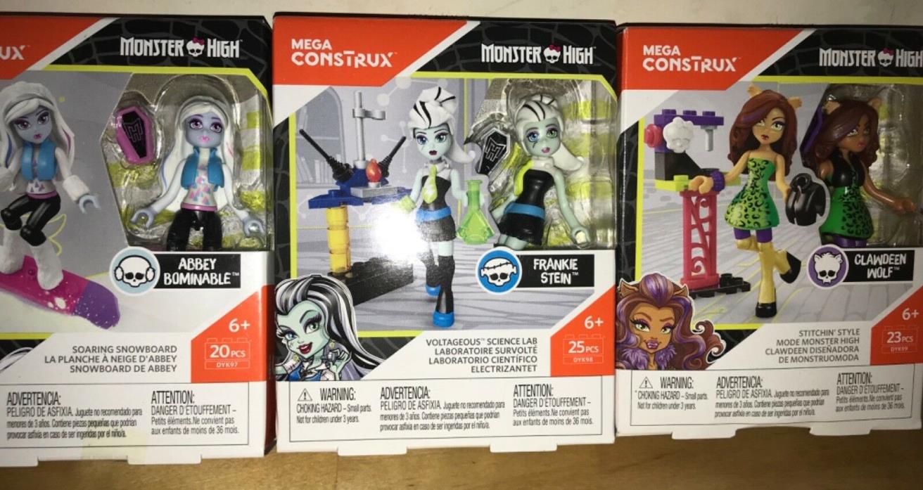 Monster HIgh Mega Construx set of 3 Doll figures new
