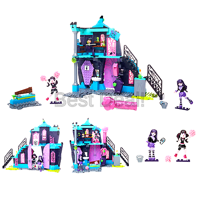 Mega Bloks Monster High School Fang Out School Play Set w/Draculaura and Elis...
