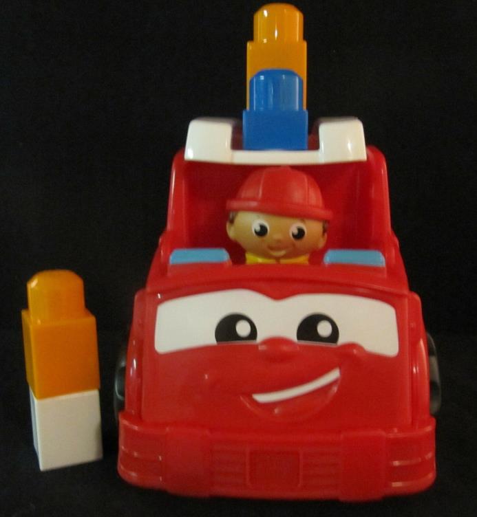 Mega Bloks Red Plastic Fire Truck with Blocks