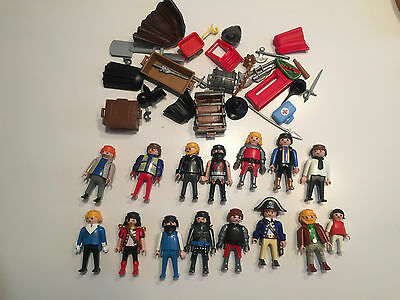Lot of 15 Playmobile minifigures w lots of accessories Geobra figures S254