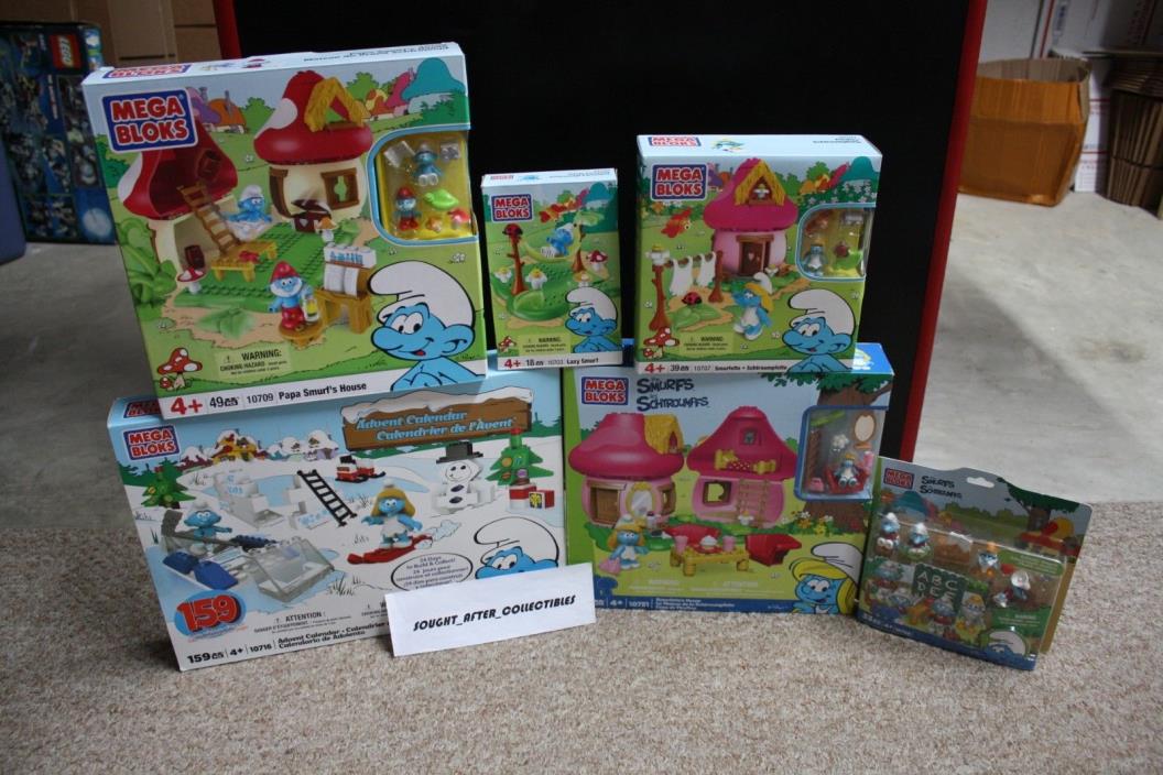Mega Bloks Smurfs lot A Smurfette Papa All NISB Discontinued See listing details