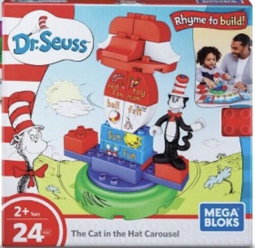 Dr. Seuss The Cat in the Hat Carousel Mega Bloks Playset 24 pcsBuild Seusslville