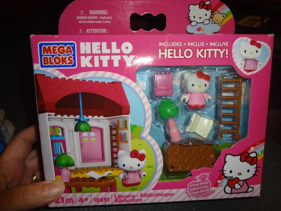 Mega Bloks Hello Kitty Library and Minifigure 21 Piece Set New 2012 Blocks Blox