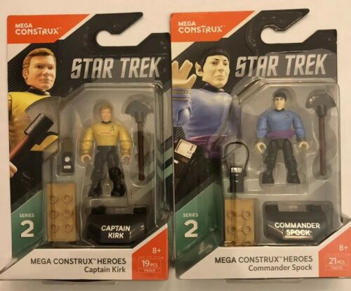 Mega Construx Heroes Captain Kirk & Commander Spock Star Trek Series 2 Set