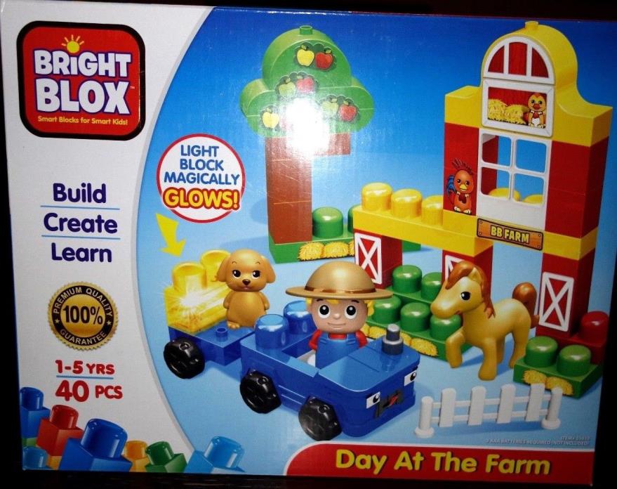 Bright Blox-Build, Create & Learn Block Set - Day At The Farm Play Set New