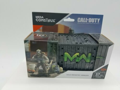 MEGA CONSTRUX CALL OF DUTY SOLO INFANTRY ARMORY Box Weapons Storage Crate 57 pc