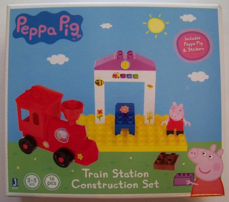 Peppa Pig Train Station Construction Set NEW building blocks w/ stickers figure