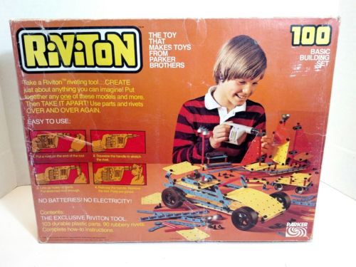 Vintage Riviton Toy Building Set 100 Parker Brothers GUC 1977 Nice Condition!