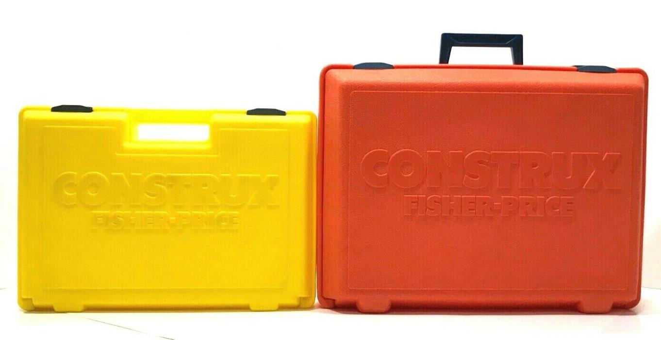 Vintage Fisher Price Construx Yellow & Orange Carrying Case Boxes Only