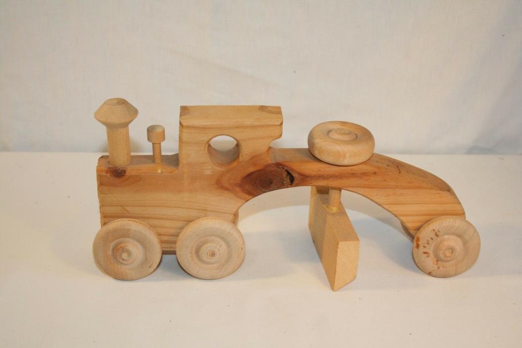 Wooden Toy Tractor Road Grader Pine Walnut Wheels Handcrafted Play Grater Farm