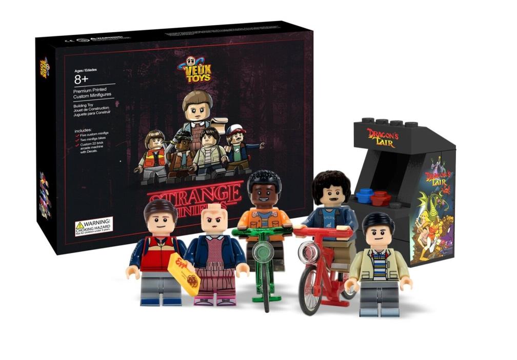 Netflix Stranger Things Custom minifigure Set with LEGO bricks arcade Included.