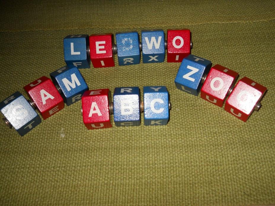 14 Snap together Wooden Letter Blocks for play or crafting