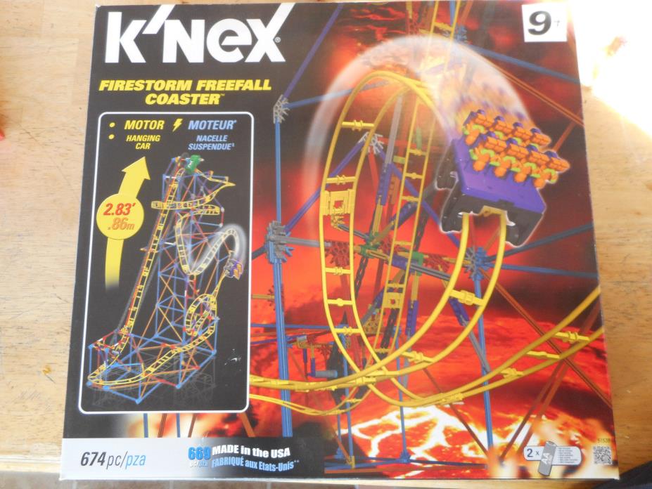 K'nex Firestorm Freefall Coaster 674 Pieces 3 Feet Tall with Motor *Excellent*