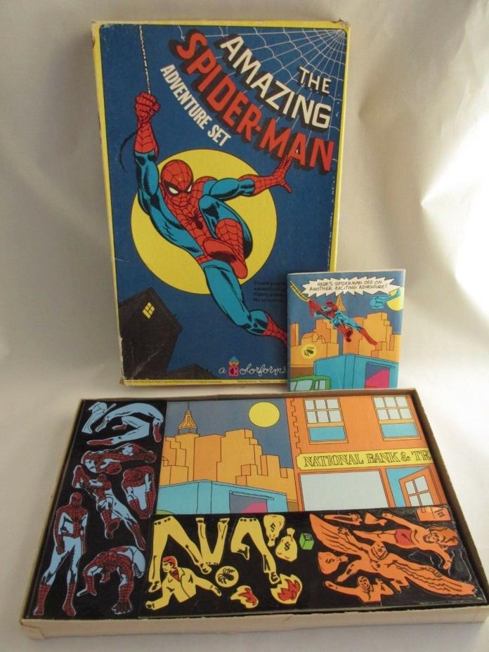 Vtg 1974 The Amazing Spider-Man Colorforms Adventure Set in Box w/ Pamphlet