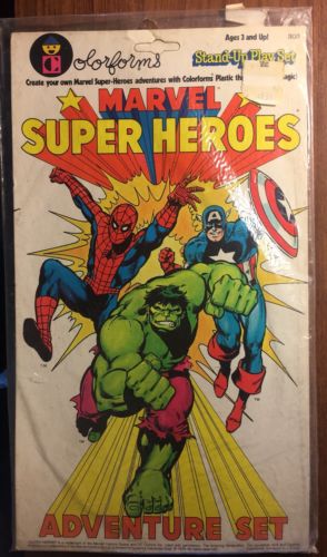 1979 MARVEL SUPER HEROES STAND-UP PLAY SET SPIDER-MAN/HULK/CAP AMER NEW UNPUNCH