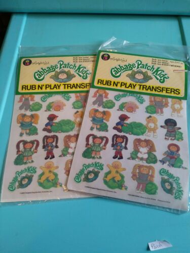 2 pckgs VINTAGE 1983 CABBAGE PATCH KIDS COLORFORMS RUB N PLAY TRANSFERS New 8701