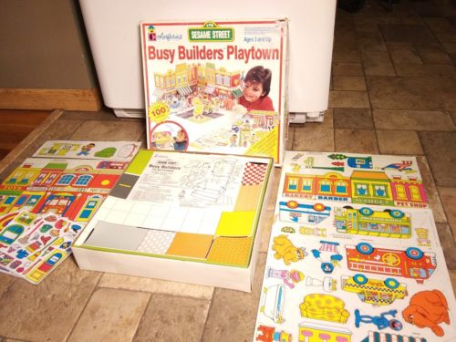 1991 Colorforms Unused & Complete Sesame Street Busy Builders Playtown Playset