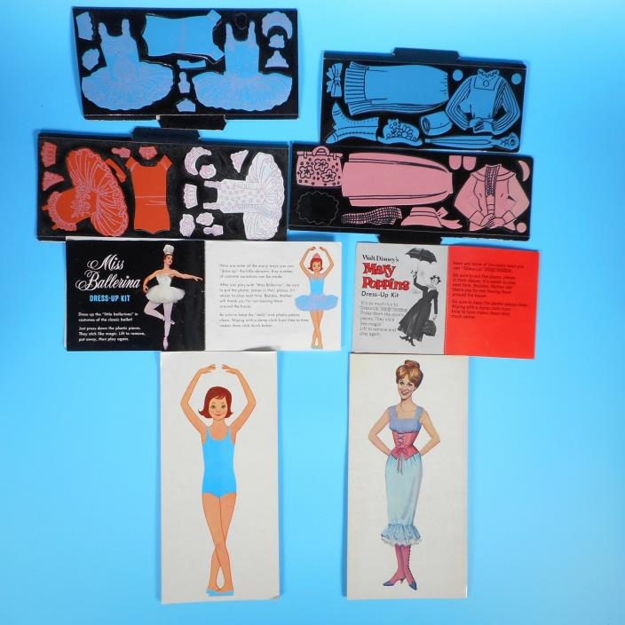 VTG 1960s Miss Ballerina + Mary Poppins Colorforms Toys Dress-Up Kits MCM Disney