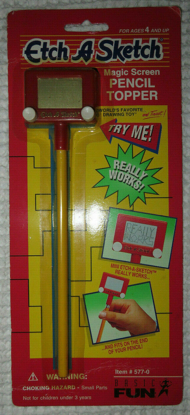 Vintage Red Classic Etch-A-Sketch Mini Pencil Topper 1980's Toys New On Card