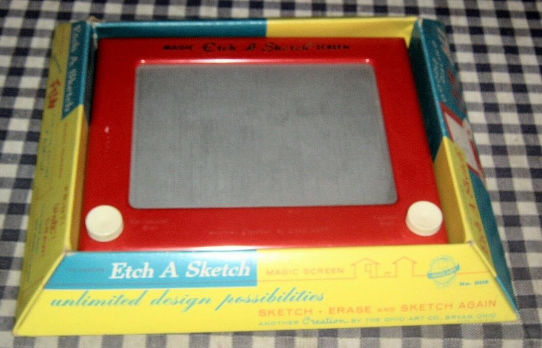 Vintage Etch A Sketch Classic Drawing Toy Kids Play Travel Toddler,Ohio Art,Box