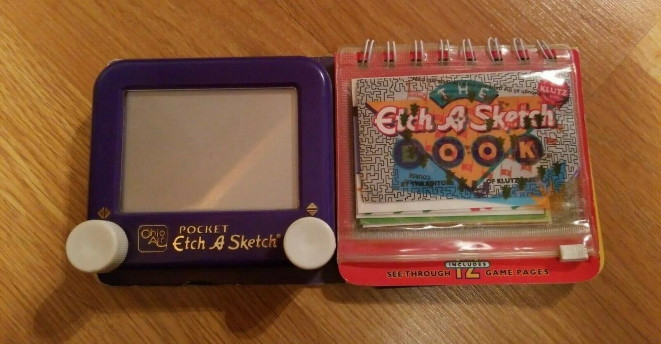 Pocket Etch A Sketch Purple with 9 See Through Games and Book Ohio Art
