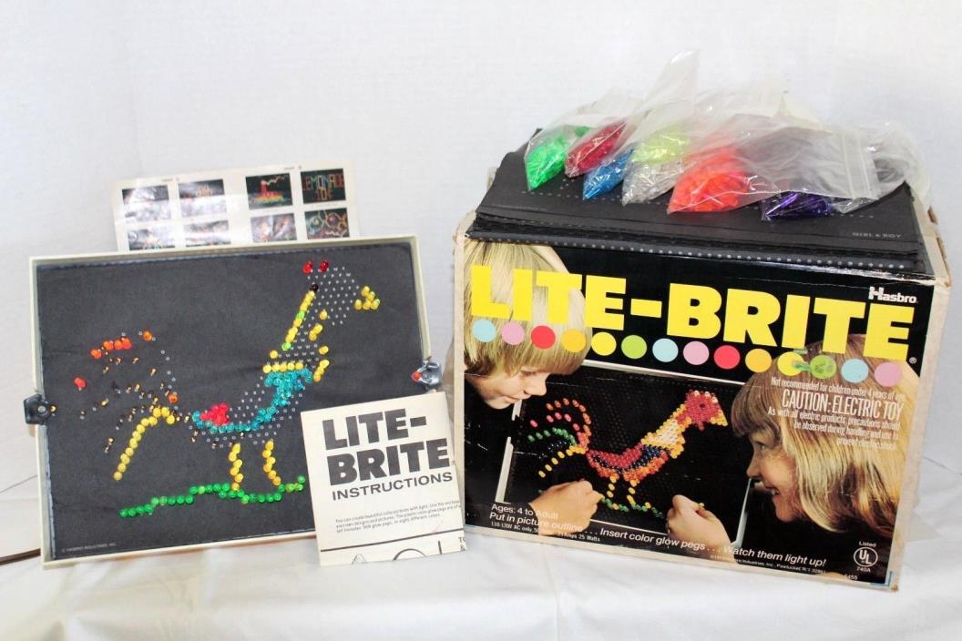 Lite-Brite Vintage 1973 Complete Set Pegs Pages Tested Working Condition
