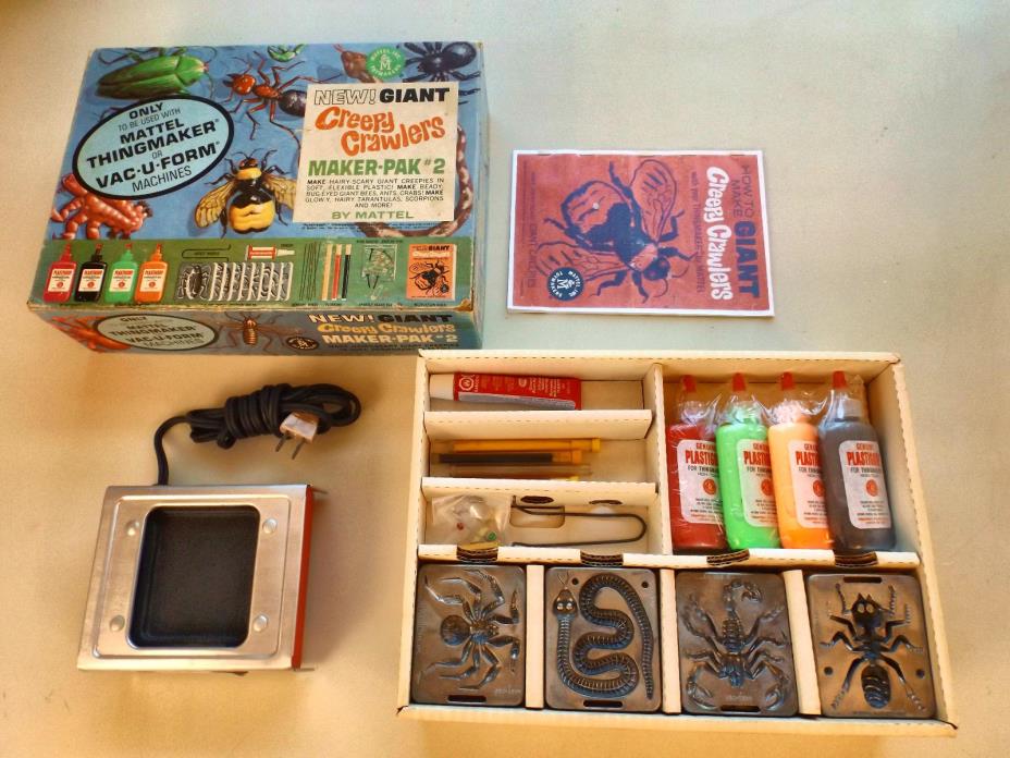 CREEPY CRAWLERS 1965 MATTEL GIANT MAKER-PAK,COMPLETE,REFURBISHED W/ HEATER OVEN