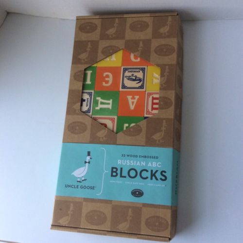 Uncle Goose Russian ABC Wood Building Blocks Large Set Handmade USA 32 Blocks