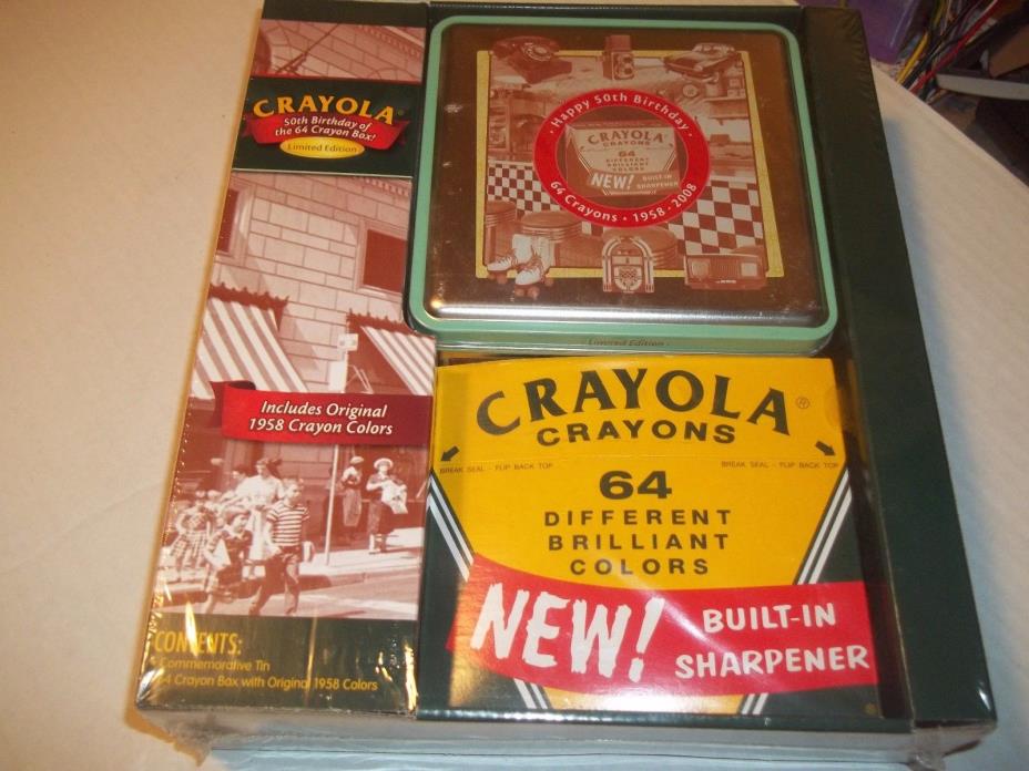 Crayola Limited Edition Collector Tin~1990~64 Box & 8 Retired Colors Crayons~NEW