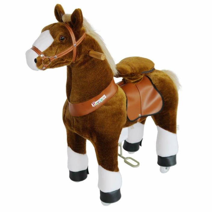 PonyCycle N4151 Ride On Horse Mechanical Horse Brown with White Hoof Medium for