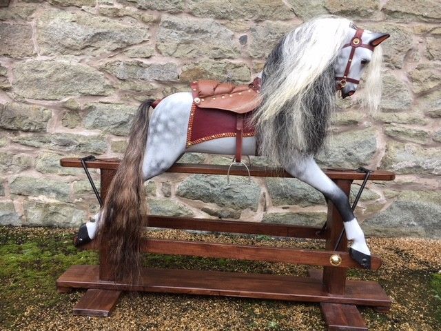 FULLY RESTORED ANTIQUE ROCKING HORSE BY  BABY CARRIAGES  LARGE TOY HORSE