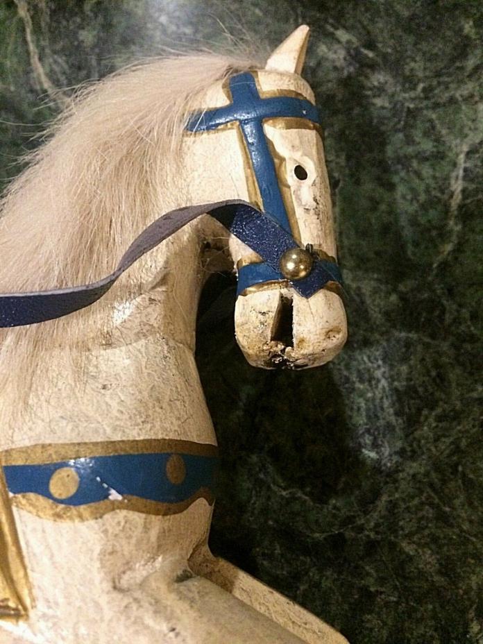 Antq. Folk Art Hand sculptured & Painted, Wood Carousel toy Rocking Horse