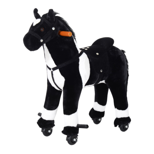 Qaba Kids Plush Ride On Toy Walking Horse with Wheels and Realistic Sounds -