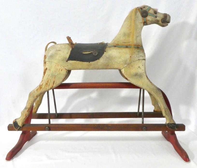 Antique Glider Horse Whitney Reed Chair Co.Original Horse Hair +Stenciling. 1895