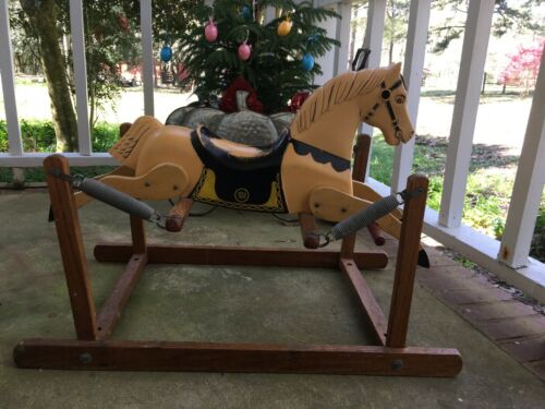 YEEHAW!! 1950s Vintage RICH?TOYS ROCKING?HORSE Small Scale Wood Plastic Rare