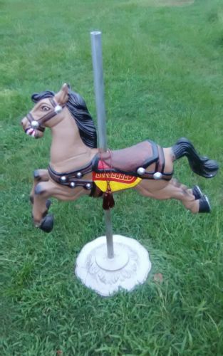 Carousel hand painted Metal pony With Pole