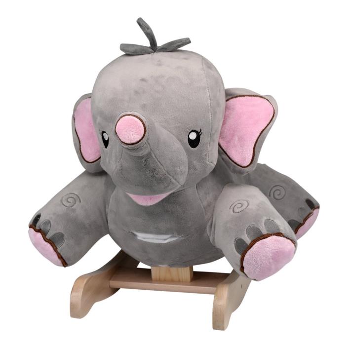 Rockabye Rosie The Elephant Rocker Ride On, Grey/pink