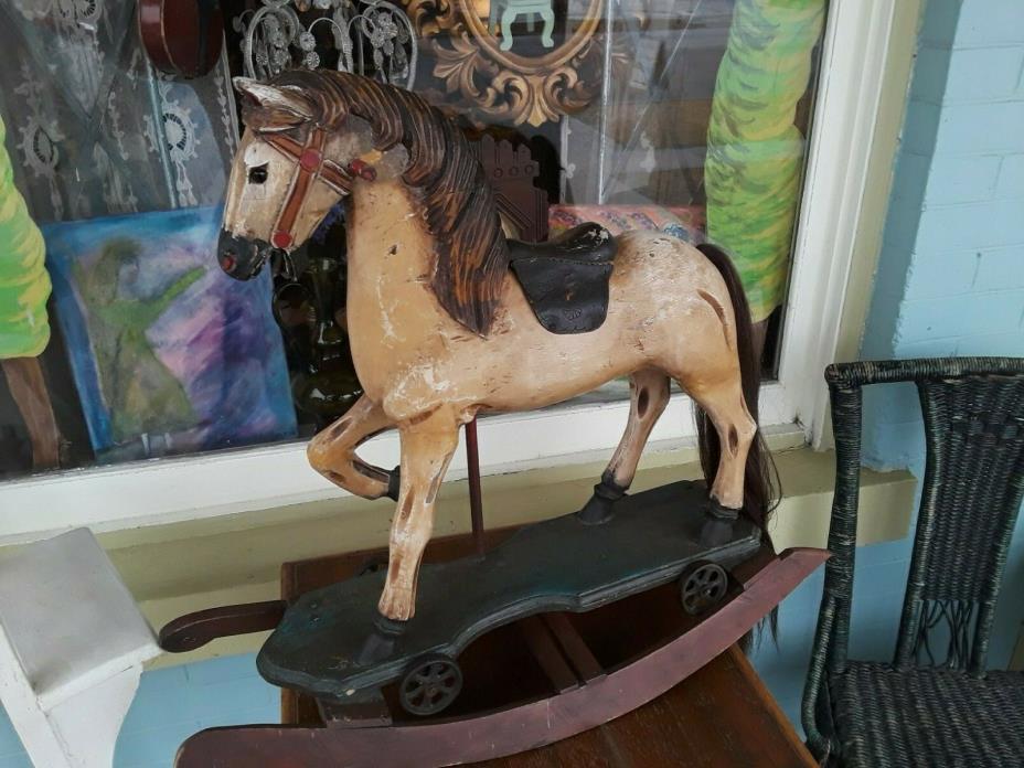 Antique Early 1900 Rocking Horse & Pull Toy