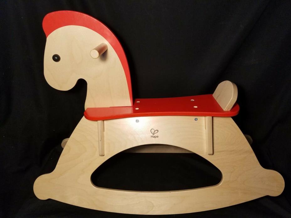 Hape Rock & Ride Kids Wooden Toy Rocking Horse W/ Handles For Toddler Riders