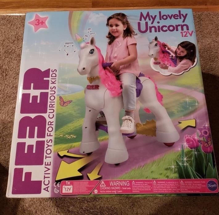 Feber My Lovely Unicorn, 12V Ride-on Vehicle Toy Horse with Brush and Pony Tail