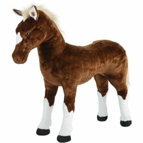 Rockin' Rider Brown Stable Horse features soft plush over a tough, sturdy metal