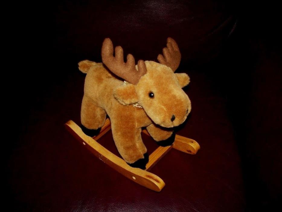 Doll or Teddy Bear Plush Rocking Horse Reindeer /Solid Wood Rockers