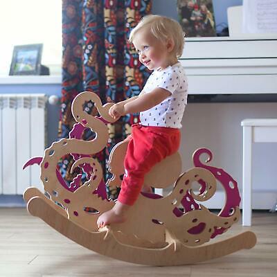 Kids Children Deluxe Wooden Octopus Rocking Horse Ride-On Animal Play Toy Gift